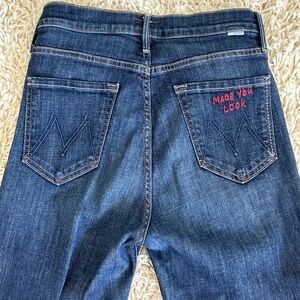Vintage Mother “made you look” dark wash straight leg denim